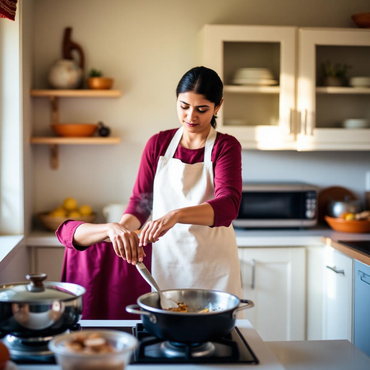 Home cook preparing a fresh meal in a bright home kitchen