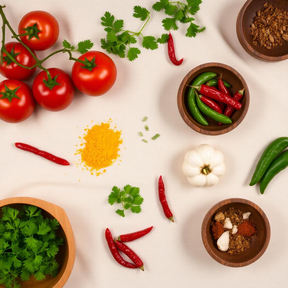 Fresh Indian vegetables and spices